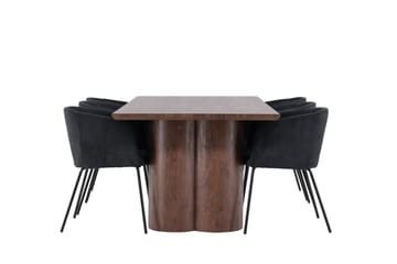 Olivia Spisegruppe 210 cm Rektangulær med 6 Berit stoler - Mocca/Sort - Møbler - Bord - Spisegruppe