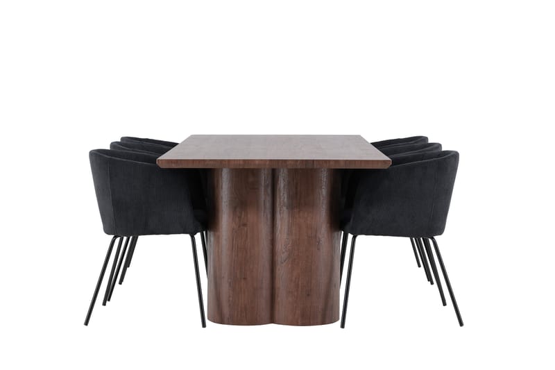 Olivia Spisegruppe 210 cm Rektangulær med 6 Berit stoler - Mocca/Sort - Møbler - Bord - Spisegruppe