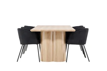 Olivia Spisegruppe 210 cm Rektangulær med 6 Berit stoler - Whitewash/Sort - Møbler - Bord - Spisegruppe