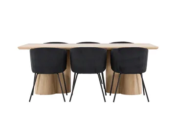 Olivia Spisegruppe 210 cm Rektangulær med 6 Berit stoler - Whitewash/Sort - Møbler - Bord - Spisegruppe