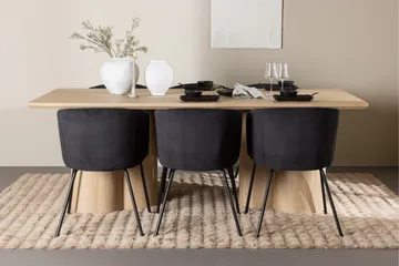 Olivia Spisegruppe 210 cm Rektangulær med 6 Berit stoler - Whitewash/Sort - Møbler - Bord - Spisegruppe