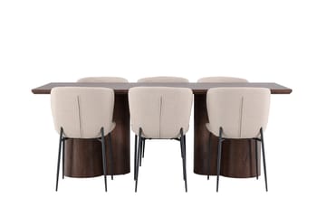 Olivia Spisegruppe 210 cm Rektangulær med 6 Modesto stoler - Mocca/Beige - Møbler - Bord - Spisegruppe