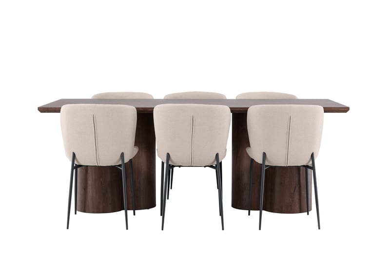 Olivia Spisegruppe 210 cm Rektangulær med 6 Modesto stoler - Mocca/Beige - Møbler - Bord - Spisegruppe