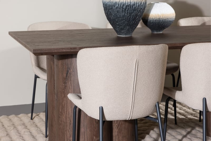 Olivia Spisegruppe 210 cm Rektangulær med 6 Modesto stoler - Mocca/Beige - Møbler - Bord - Spisegruppe