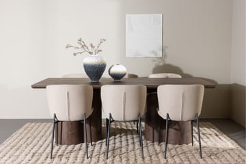 Olivia Spisegruppe 210 cm Rektangulær med 6 Modesto stoler - Mocca/Beige - Møbler - Bord - Spisegruppe