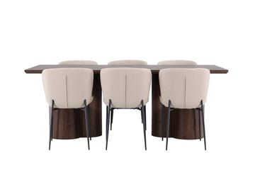 Olivia Spisegruppe 210 cm Rektangulær med 6 Modesto stoler - Mocca/Beige - Møbler - Bord - Spisegruppe