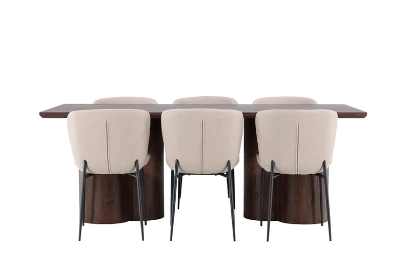 Olivia Spisegruppe 210 cm Rektangulær med 6 Modesto stoler - Mocca/Beige - Møbler - Bord - Spisegruppe