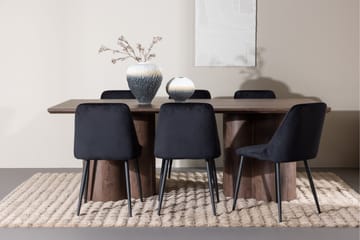 Olivia Spisegruppe 210 cm Rektangulær med 6 Night stoler - Mocca/Sort - Møbler - Bord - Spisegruppe