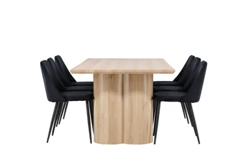 Olivia Spisegruppe 210 cm Rektangulær med 6 Night stoler - Whitewash/Sort - Møbler - Bord - Spisegruppe