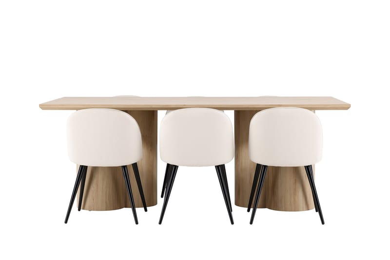 Olivia Spisegruppe 210 cm Rektangulær med 6 Velvet stoler - Whitewash/Beige - Møbler - Bord - Spisegruppe