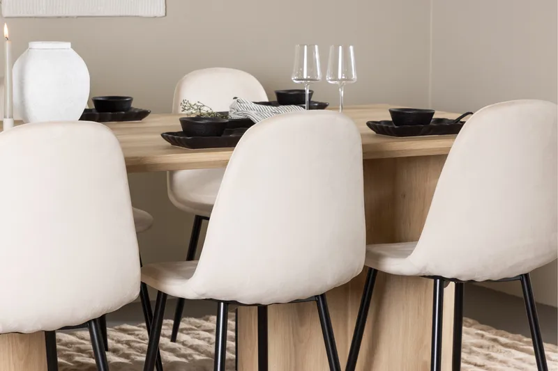 Olivia Spisegruppe 210 cm Rektangulær med 6 Polar stoler - Whitewash/Beige - Møbler - Bord - Spisegruppe