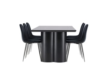 Olivia Spisegruppe 210 cm Rektangulær med 6 Polar stoler - Sort/Sort - Møbler - Bord - Spisegruppe