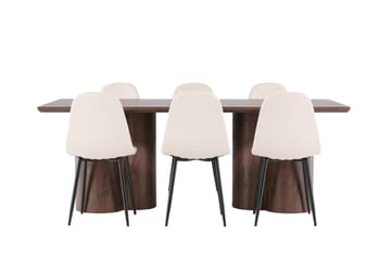 Olivia Spisegruppe 210 cm Rektangulær med 6 Polar stoler - Mocca/Beige - Møbler - Bord - Spisegruppe