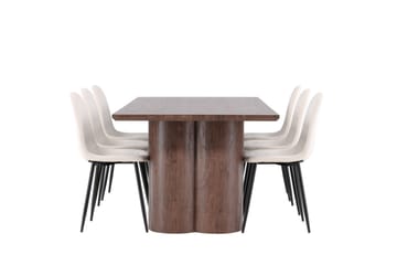 Olivia Spisegruppe 210 cm Rektangulær med 6 Polar stoler - Mocca/Beige - Møbler - Bord - Spisegruppe