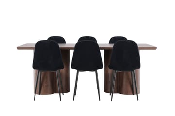 Olivia Spisegruppe 210 cm Rektangulær med 6 Polar stoler - Mocca/Sort - Møbler - Bord - Spisegruppe