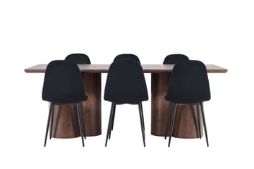 Olivia Spisegruppe 210 cm Rektangulær med 6 Polar stoler - Mocca/Sort - Møbler - Bord - Spisegruppe