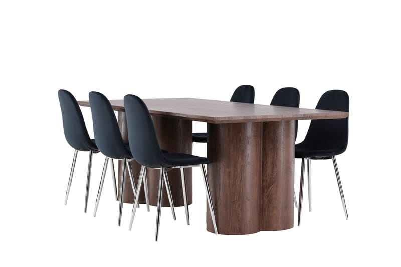 Olivia Spisegruppe 210 cm Rektangulær med 6 Polar stoler - Mocca/Sort - Møbler - Bord - Spisegruppe
