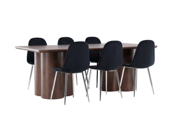 Olivia Spisegruppe 210 cm Rektangulær med 6 Polar stoler - Mocca/Sort - Møbler - Bord - Spisegruppe