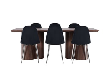 Olivia Spisegruppe 210 cm Rektangulær med 6 Polar stoler - Mocca/Sort - Møbler - Bord - Spisegruppe