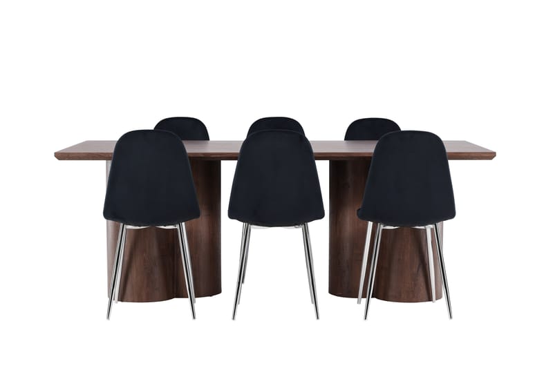 Olivia Spisegruppe 210 cm Rektangulær med 6 Polar stoler - Mocca/Sort - Møbler - Bord - Spisegruppe