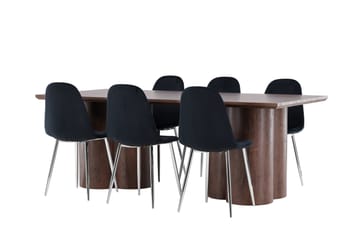Olivia Spisegruppe 210 cm Rektangulær med 6 Polar stoler - Mocca/Sort - Møbler - Bord - Spisegruppe