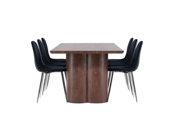 Olivia Spisegruppe 210 cm Rektangulær med 6 Polar stoler - Mocca/Sort - Møbler - Bord - Spisegruppe