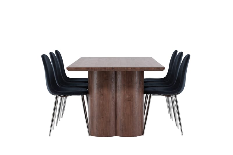Olivia Spisegruppe 210 cm Rektangulær med 6 Polar stoler - Mocca/Sort - Møbler - Bord - Spisegruppe