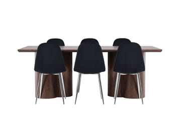 Olivia Spisegruppe 210 cm Rektangulær med 6 Polar stoler - Mocca/Sort - Møbler - Bord - Spisegruppe