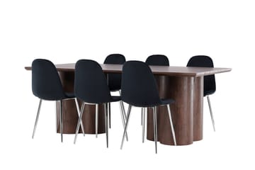 Olivia Spisegruppe 210 cm Rektangulær med 6 Polar stoler - Mocca/Sort - Møbler - Bord - Spisegruppe