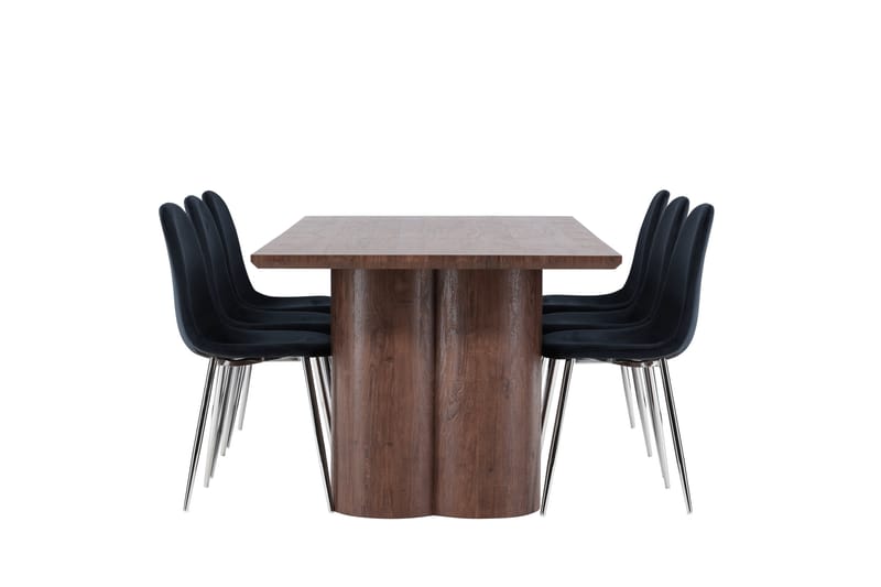 Olivia Spisegruppe 210 cm Rektangulær med 6 Polar stoler - Mocca/Sort - Møbler - Bord - Spisegruppe