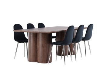 Olivia Spisegruppe 210 cm Rektangulær med 6 Polar stoler - Mocca/Sort - Møbler - Bord - Spisegruppe