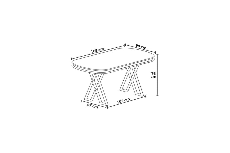 Omin Spisebord 168 cm Oval - Sort Marmor/Gull - Møbler - Bord - Spisebord & kjøkkenbord