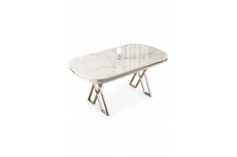Omin Spisebord 168 cm Rektangulær, Hvit Marmor/Krom