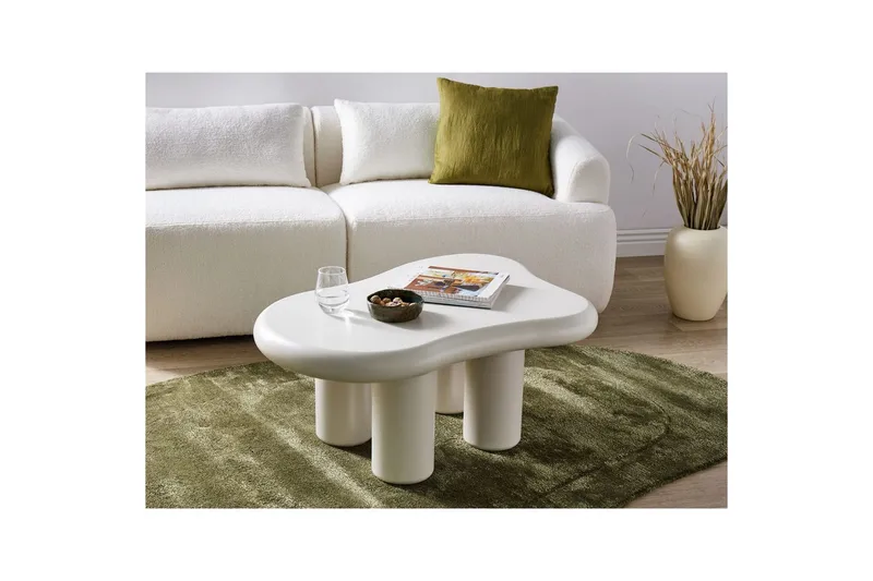 Ondle Asymmetrisk Salongbord 92 cm i Tre med Organisk Form - Hvit - Møbler - Bord - Sofabord & salongbord