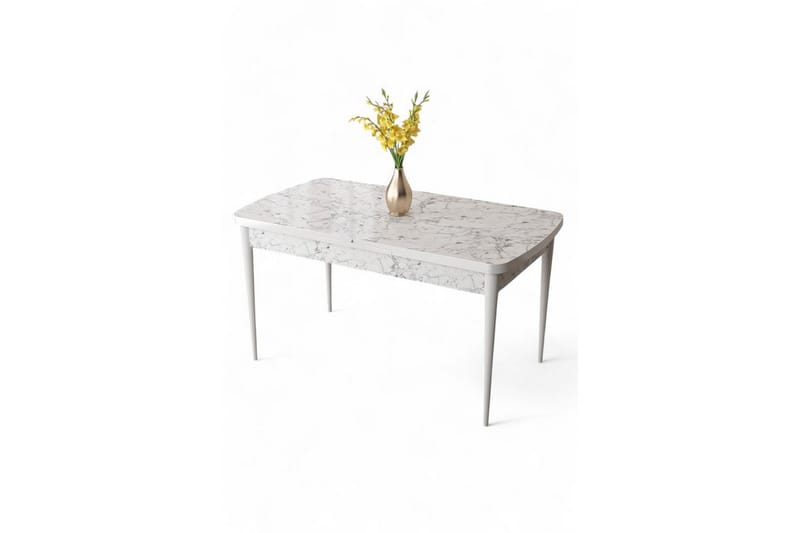 Ostwerwal Spisebord 132 cm Rektangulær - Hvit Marmor/Hvit - Møbler - Bord - Spisebord & kjøkkenbord