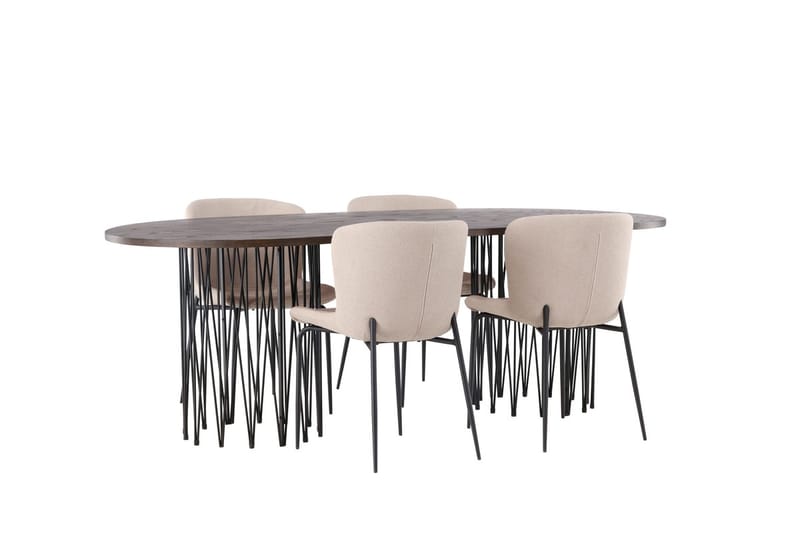 Oval matgrupp Venture Home Beige Mocka 4st - Møbler - Bord - Spisegruppe