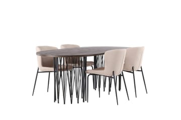Oval matgrupp Venture Home Beige Mocka 4st - Møbler - Bord - Spisegruppe