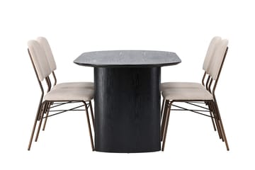 Oval matgrupp Venture Home Beige Mörkbrun 4st - Mørkebrun - Møbler - Bord - Spisegruppe