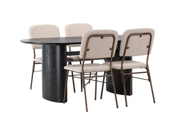 Oval matgrupp Venture Home Beige Mörkbrun 4st - Mørkebrun - Møbler - Bord - Spisegruppe