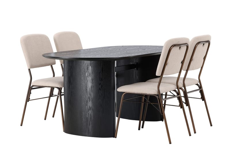 Oval matgrupp Venture Home Beige Mörkbrun 4st - Mørkebrun - Møbler - Bord - Spisegruppe