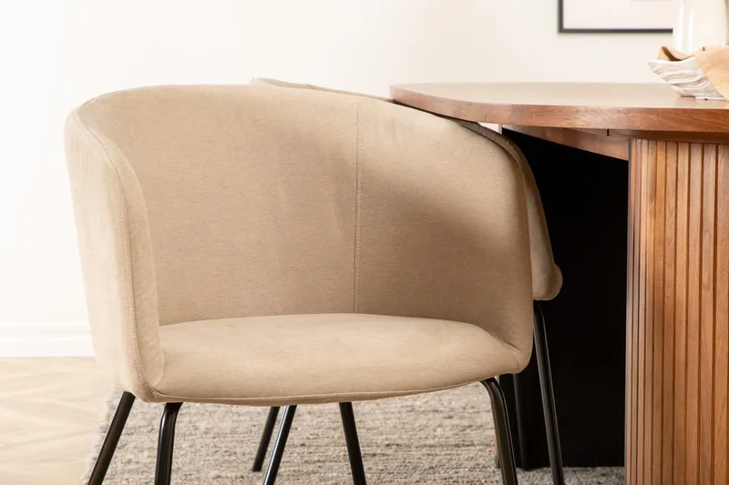 Oval matgrupp Venture Home Beige Mörkt trä 4st - Møbler - Bord - Spisegruppe