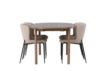 Oval matgrupp Venture Home Beige Natur 4st - Møbler - Bord - Spisegruppe