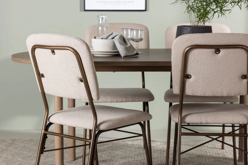 Oval matgrupp Venture Home Beige Natur 4st - Møbler - Bord - Spisegruppe