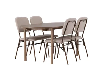 Oval matgrupp Venture Home Beige Natur 4st - Møbler - Bord - Spisegruppe