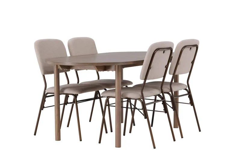 Oval matgrupp Venture Home Beige Natur 4st - Møbler - Bord - Spisegruppe