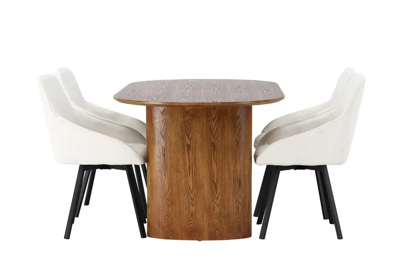 Oval matgrupp Venture Home Beige Natur 4st - Møbler - Bord - Spisegruppe