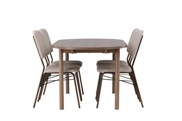 Oval matgrupp Venture Home Beige Natur 4st - Møbler - Bord - Spisegruppe