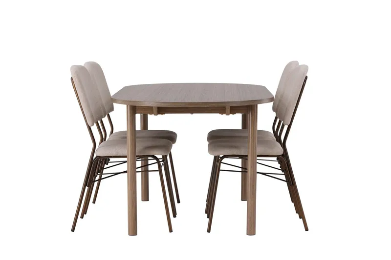 Oval matgrupp Venture Home Beige Natur 4st - Møbler - Bord - Spisegruppe