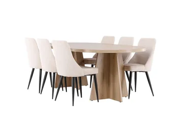Oval matgrupp Venture Home Beige Natur 6st - Møbler - Bord - Spisegruppe