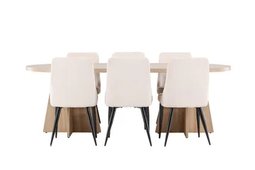 Oval matgrupp Venture Home Beige Natur 6st - Møbler - Bord - Spisegruppe